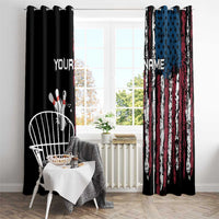 Distressed American Flag Window Curtain with Bowling Pins and Ball Vertical Stripe Design - Wonder Print Shop