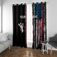 Distressed American Flag Window Curtain with Bowling Pins and Ball Vertical Stripe Design - Wonder Print Shop