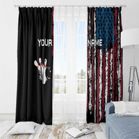 Distressed American Flag Window Curtain with Bowling Pins and Ball Vertical Stripe Design - Wonder Print Shop
