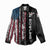 Distressed American Flag Women Casual Shirt with Bowling Pins and Ball Vertical Stripe Design - Wonder Print Shop