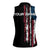 Distressed American Flag Women Sleeveless Polo Shirt with Bowling Pins and Ball Vertical Stripe Design - Wonder Print Shop