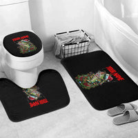 Custom Christmas Bass Fishing Bathroom Set Santa Hat and Holiday Lights on Black Background - Wonder Print Shop