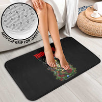 Custom Christmas Bass Fishing Bathroom Set Santa Hat and Holiday Lights on Black Background - Wonder Print Shop