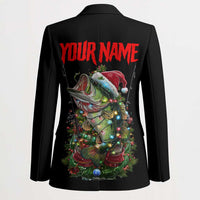 Custom Christmas Bass Fishing Blazer Santa Hat and Holiday Lights on Black Background - Wonder Print Shop