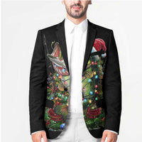 Custom Christmas Bass Fishing Blazer Santa Hat and Holiday Lights on Black Background - Wonder Print Shop