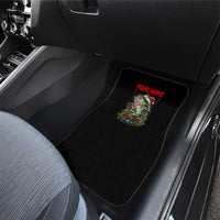 Custom Christmas Bass Fishing Car Mats Santa Hat and Holiday Lights on Black Background - Wonder Print Shop