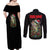 Custom Christmas Bass Fishing Couples Matching Off Shoulder Maxi Dress and Long Sleeve Button Shirt Santa Hat and Holiday Lights on Black Background - Wonder Print Shop