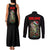 Custom Christmas Bass Fishing Couples Matching Tank Maxi Dress and Long Sleeve Button Shirt Santa Hat and Holiday Lights on Black Background - Wonder Print Shop