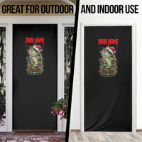 Custom Christmas Bass Fishing Door Cover Santa Hat and Holiday Lights on Black Background - Wonder Print Shop