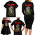 Custom Christmas Bass Fishing Family Matching Long Sleeve Bodycon Dress and Hawaiian Shirt Santa Hat and Holiday Lights on Black Background - Wonder Print Shop