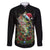 Custom Christmas Bass Fishing Family Matching Long Sleeve Bodycon Dress and Hawaiian Shirt Santa Hat and Holiday Lights on Black Background - Wonder Print Shop