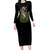 Custom Christmas Bass Fishing Family Matching Long Sleeve Bodycon Dress and Hawaiian Shirt Santa Hat and Holiday Lights on Black Background - Wonder Print Shop