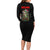 Custom Christmas Bass Fishing Family Matching Long Sleeve Bodycon Dress and Hawaiian Shirt Santa Hat and Holiday Lights on Black Background - Wonder Print Shop