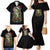 Custom Christmas Bass Fishing Family Matching Mermaid Dress and Hawaiian Shirt Santa Hat and Holiday Lights on Black Background - Wonder Print Shop