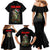 Custom Christmas Bass Fishing Family Matching Mermaid Dress and Hawaiian Shirt Santa Hat and Holiday Lights on Black Background - Wonder Print Shop