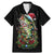 Custom Christmas Bass Fishing Family Matching Mermaid Dress and Hawaiian Shirt Santa Hat and Holiday Lights on Black Background - Wonder Print Shop