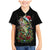 Custom Christmas Bass Fishing Family Matching Mermaid Dress and Hawaiian Shirt Santa Hat and Holiday Lights on Black Background - Wonder Print Shop