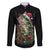 Custom Christmas Bass Fishing Family Matching Short Sleeve Bodycon Dress and Hawaiian Shirt Santa Hat and Holiday Lights on Black Background - Wonder Print Shop