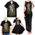 Custom Christmas Bass Fishing Family Matching Tank Maxi Dress and Hawaiian Shirt Santa Hat and Holiday Lights on Black Background - Wonder Print Shop