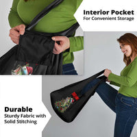 Custom Christmas Bass Fishing Grocery Bag Santa Hat and Holiday Lights on Black Background - Wonder Print Shop