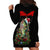 Custom Christmas Bass Fishing Hoodie Dress Santa Hat and Holiday Lights on Black Background - Wonder Print Shop