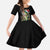 Custom Christmas Bass Fishing Kid Short Sleeve Dress Santa Hat and Holiday Lights on Black Background - Wonder Print Shop