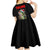 Custom Christmas Bass Fishing Kid Short Sleeve Dress Santa Hat and Holiday Lights on Black Background - Wonder Print Shop