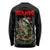 Custom Christmas Bass Fishing Long Sleeve Shirt Santa Hat and Holiday Lights on Black Background - Wonder Print Shop
