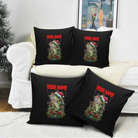 Custom Christmas Bass Fishing Pillow Cover Santa Hat and Holiday Lights on Black Background - Wonder Print Shop
