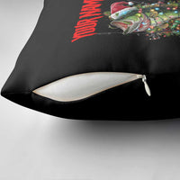 Custom Christmas Bass Fishing Pillow Cover Santa Hat and Holiday Lights on Black Background - Wonder Print Shop