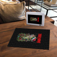 Custom Christmas Bass Fishing Puzzle Santa Hat and Holiday Lights on Black Background - Wonder Print Shop