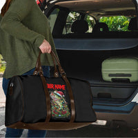 Custom Christmas Bass Fishing Travel Bag Santa Hat and Holiday Lights on Black Background - Wonder Print Shop