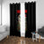 Custom Christmas Bass Fishing Window Curtain Santa Hat and Holiday Lights on Black Background - Wonder Print Shop