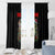 Custom Christmas Bass Fishing Window Curtain Santa Hat and Holiday Lights on Black Background - Wonder Print Shop