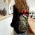 Custom Christmas Bass Fishing Women Casual Shirt Santa Hat and Holiday Lights on Black Background - Wonder Print Shop