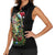 Custom Christmas Bass Fishing Women Sleeveless Polo Shirt Santa Hat and Holiday Lights on Black Background - Wonder Print Shop
