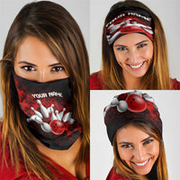 Red Bowling Ball and Pins Design Neck Gaiter with Fiery Smoke Background TS04