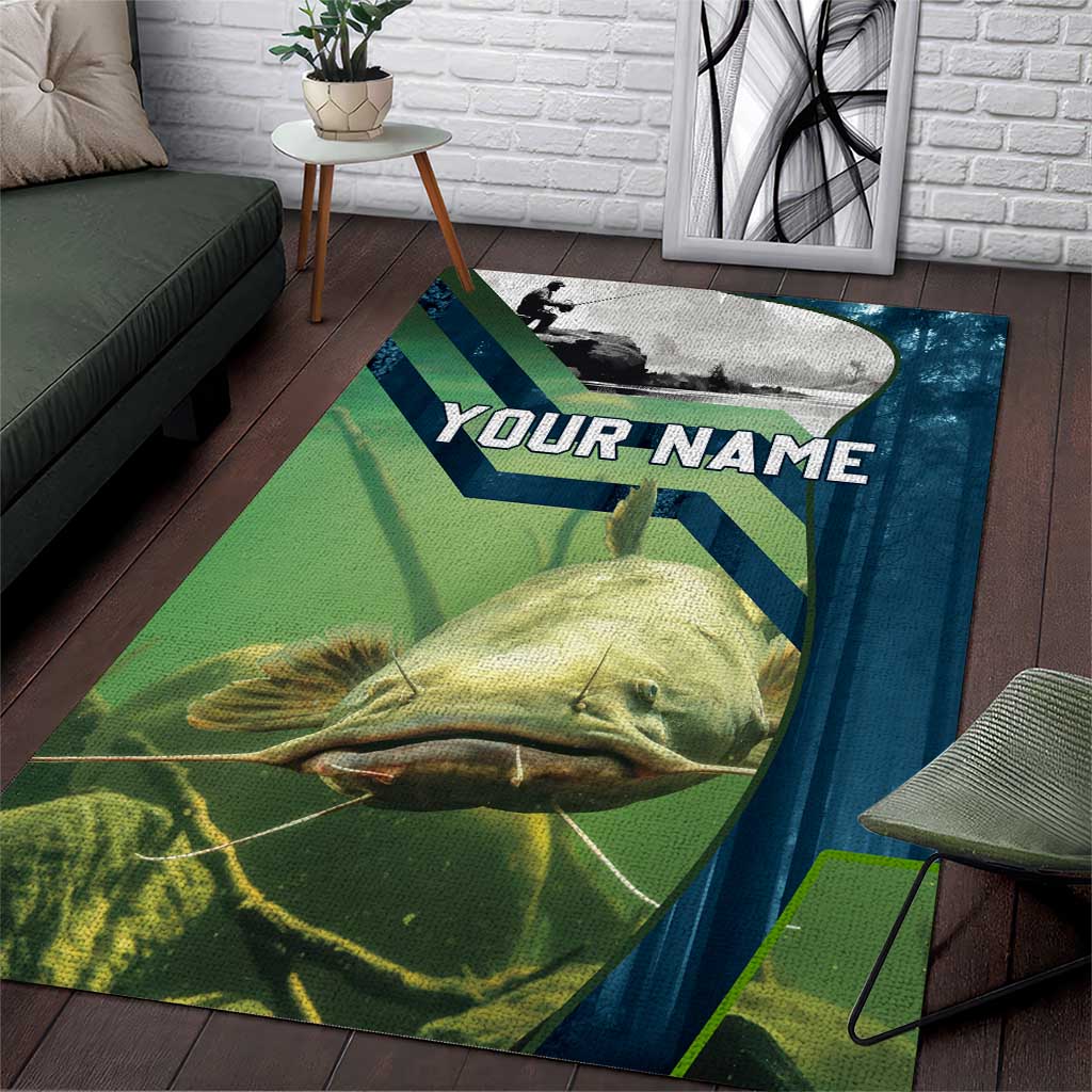 Catfish and Underwater Scene Design Area Rug with Forest Background and Fishing Theme Elements - Wonder Print Shop
