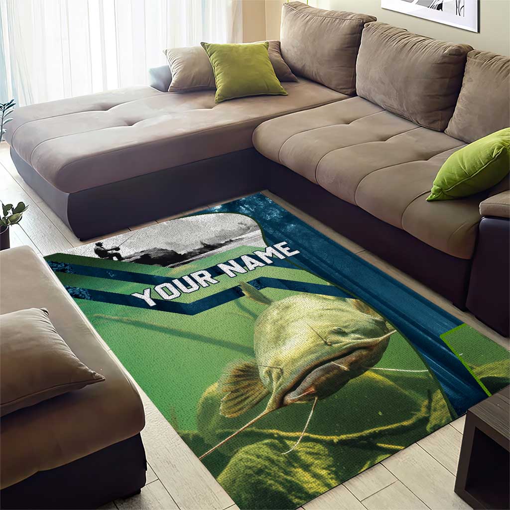 Catfish and Underwater Scene Design Area Rug with Forest Background and Fishing Theme Elements - Wonder Print Shop