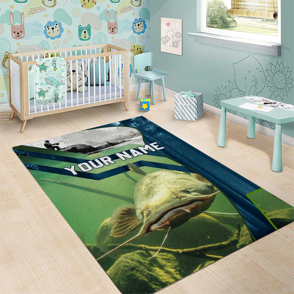 Catfish and Underwater Scene Design Area Rug with Forest Background and Fishing Theme Elements - Wonder Print Shop