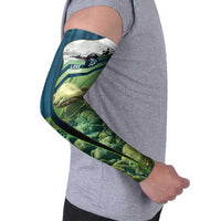 Catfish and Underwater Scene Design Arm Sleeves with Forest Background and Fishing Theme Elements - Wonder Print Shop