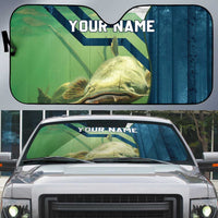 Catfish and Underwater Scene Design Auto Sun Shade with Forest Background and Fishing Theme Elements - Wonder Print Shop