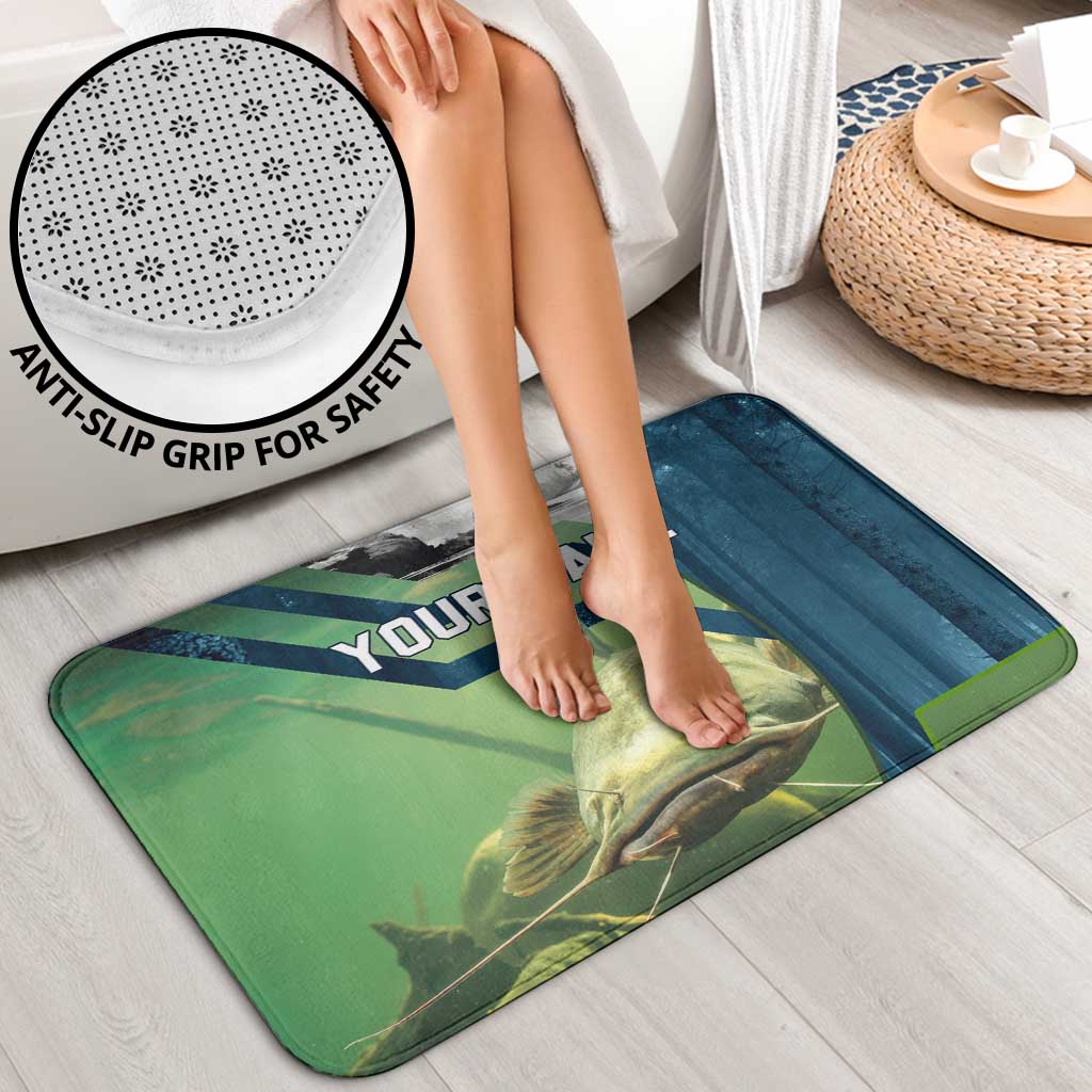 Catfish and Underwater Scene Design Bathroom Set with Forest Background and Fishing Theme Elements - Wonder Print Shop