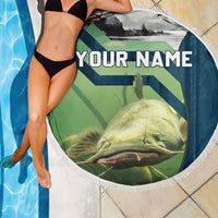 Catfish and Underwater Scene Design Beach Blanket with Forest Background and Fishing Theme Elements - Wonder Print Shop