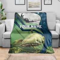 Catfish and Underwater Scene Design Blanket with Forest Background and Fishing Theme Elements - Wonder Print Shop