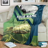 Catfish and Underwater Scene Design Blanket with Forest Background and Fishing Theme Elements - Wonder Print Shop