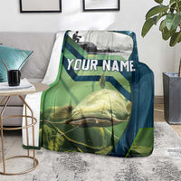 Catfish and Underwater Scene Design Blanket with Forest Background and Fishing Theme Elements - Wonder Print Shop