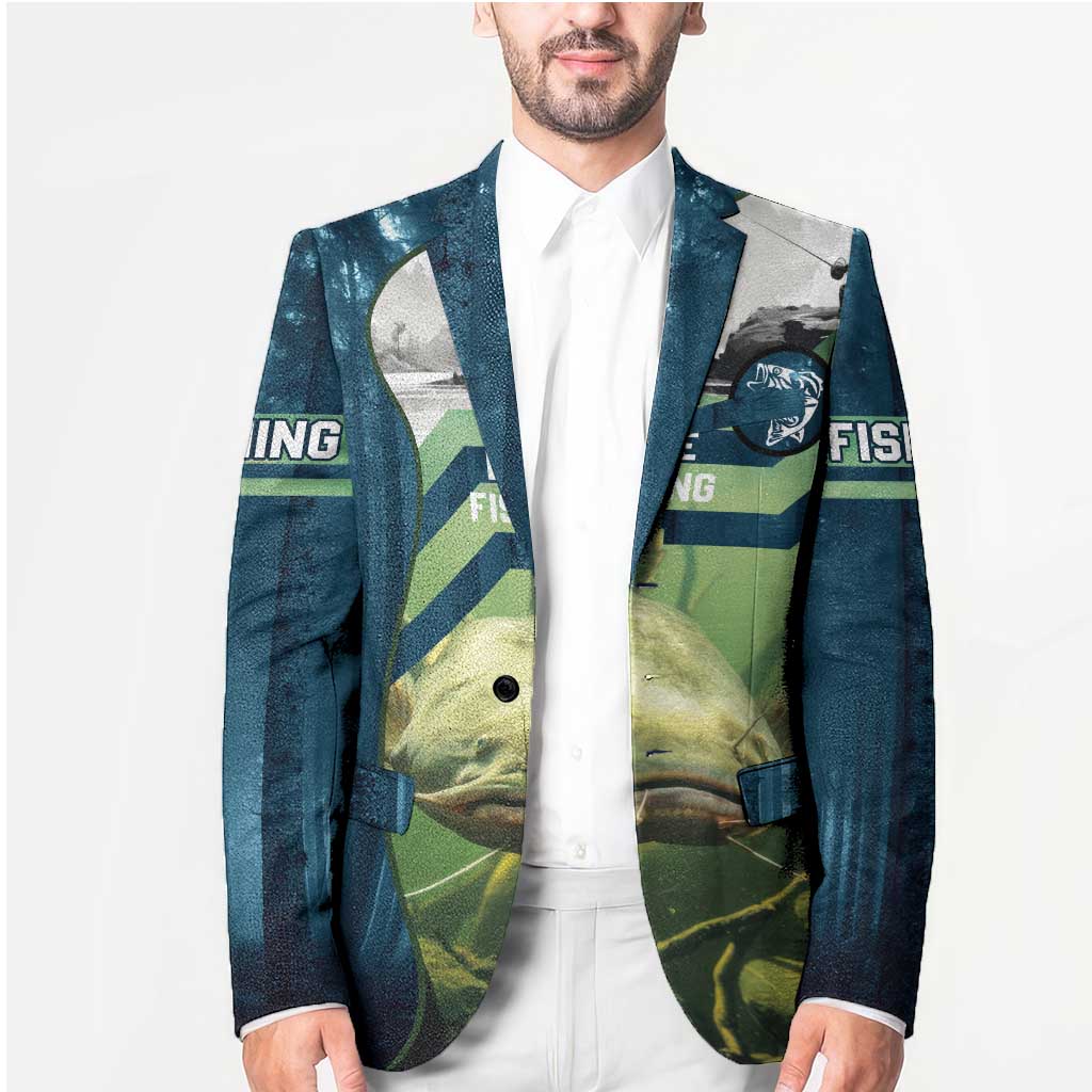 Catfish and Underwater Scene Design Blazer with Forest Background and Fishing Theme Elements - Wonder Print Shop