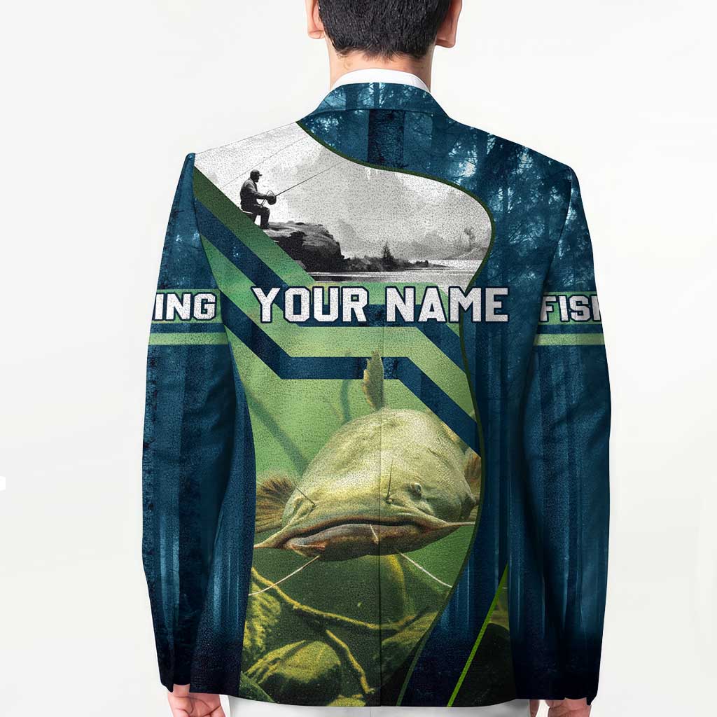 Catfish and Underwater Scene Design Blazer with Forest Background and Fishing Theme Elements - Wonder Print Shop