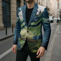 Catfish and Underwater Scene Design Blazer with Forest Background and Fishing Theme Elements - Wonder Print Shop